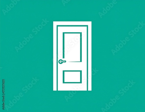Simple White Door Icon.