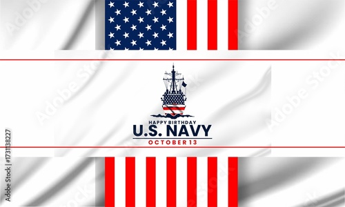 Us navy birthday on october 13th  with U.S, flag, perfect for office, banner, company, landing page,
 background,