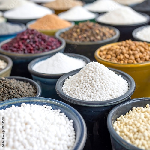 Various Grains and Seeds in Bowls.