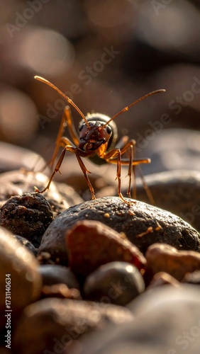 Ant on a Rock Closeup.
