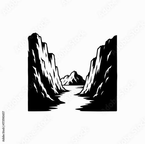 Ice Fjord Landscape Silhouette – Greenland Frozen Nature Icon