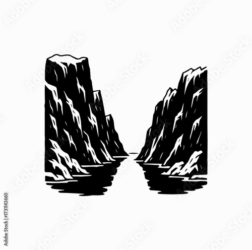 Ice Fjord Landscape Silhouette – Greenland Frozen Nature Icon
