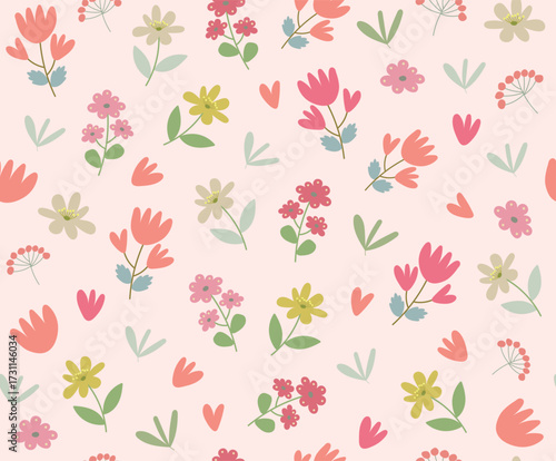 Spring background image with cute flower pattern