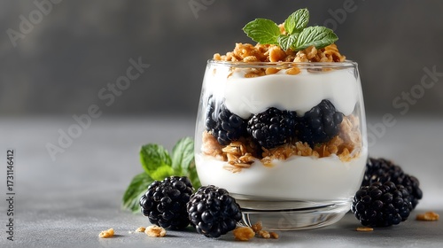 Yogurt Parfait with Blackberries and Granola