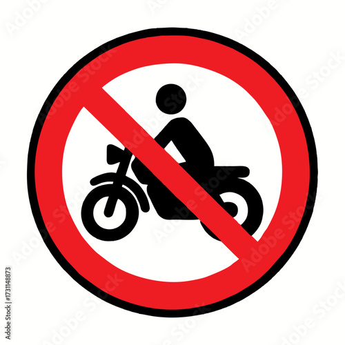 vector illustration of a two-wheeled vehicle prohibition sign, motorbikes with a white background