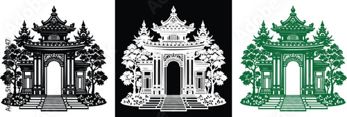 Explore the beauty of Asian architecture with this stunning pagoda design, perfect for travel posters, cultural events, and adding an exotic touch to any project