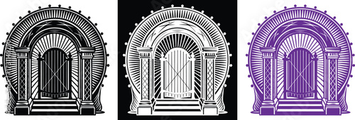Unlock your creative projects with this stunning gate illustration - perfect for fantasy designs, historical themes, or adding a touch of grandeur