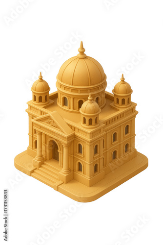 STYLE Icon 3D render, Isometric style of Palace – Ornate, elegant, with domes, columns, and decorative details, isolated on a transparent background