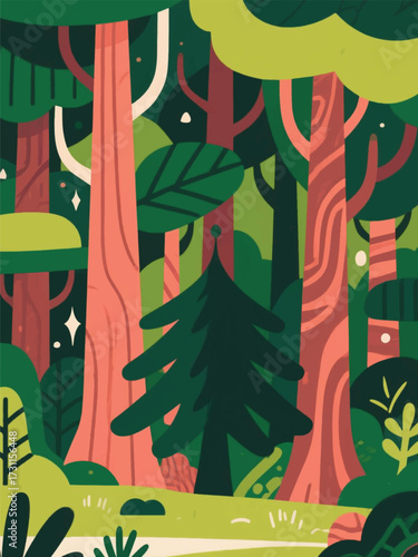 Geometric Modern Wood Natural Forest Illustrator Artwork Design Template Poster