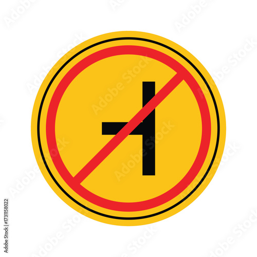 Prohibition Sign for Airplane Takeoff and Landing in Yellow Circle