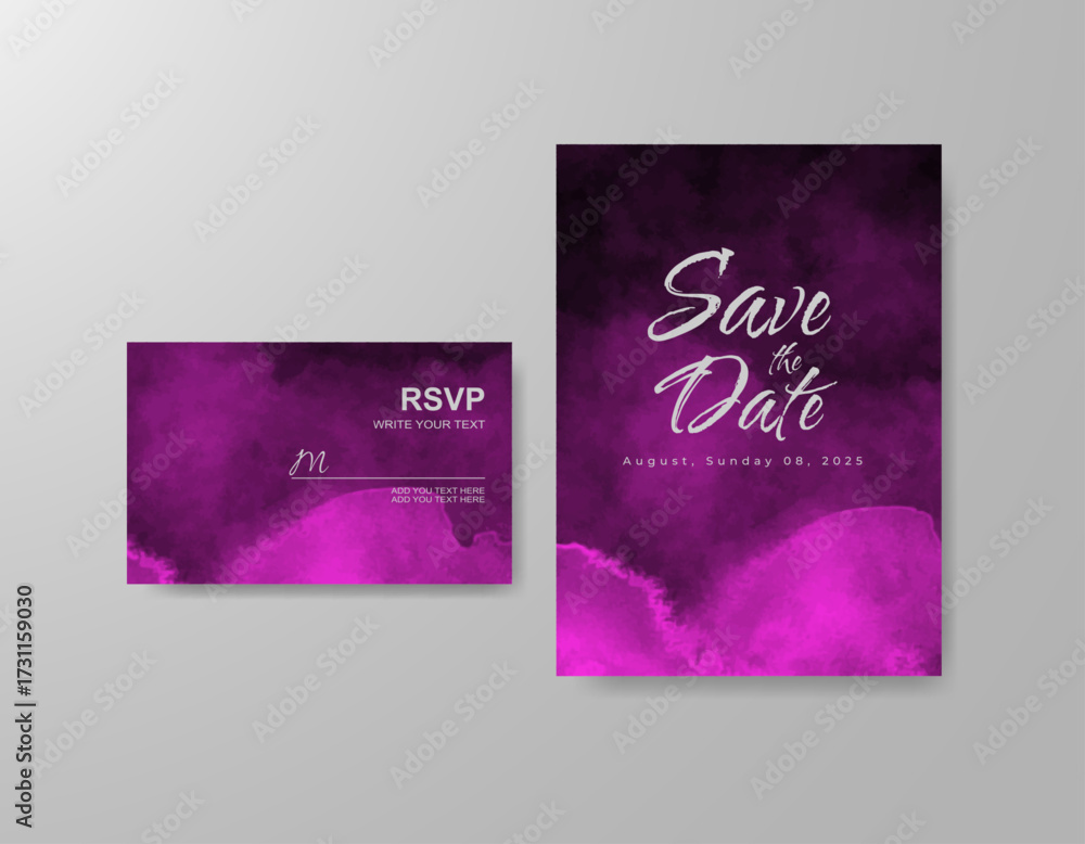 Fototapeta premium Wedding invitation with abstract watercolor background