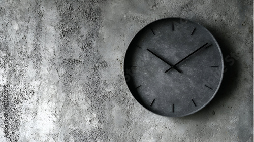 Wallpaper Mural A minimalist wall clock with a sleek, modern design against a textured concrete backdrop. Torontodigital.ca