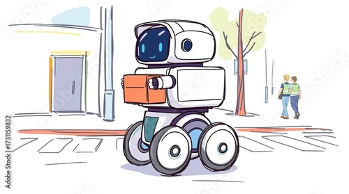 Delivery Robot City Street.