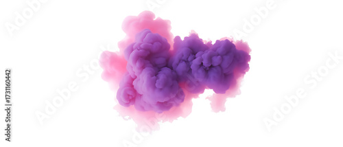 A cloud of purple and pink smoke against white background