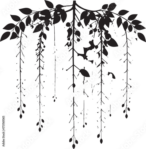  Blooming Golden Shower Tree Silhouette Vector Illustration