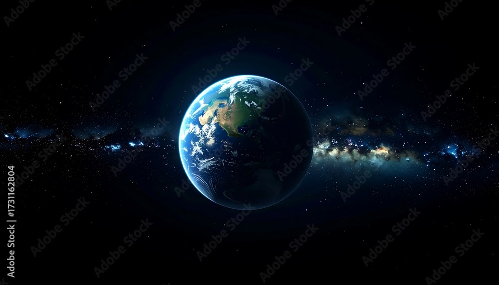 Obraz premium Earth From Space With City Lights Below.