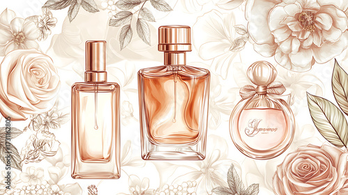 A cute cosmetic-themed background, perfect for use as a decorative backdrop or wallpaper.