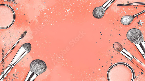 A cute cosmetic-themed background, perfect for use as a decorative backdrop or wallpaper.