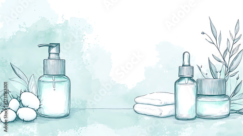 A cute cosmetic-themed background, perfect for use as a decorative backdrop or wallpaper.