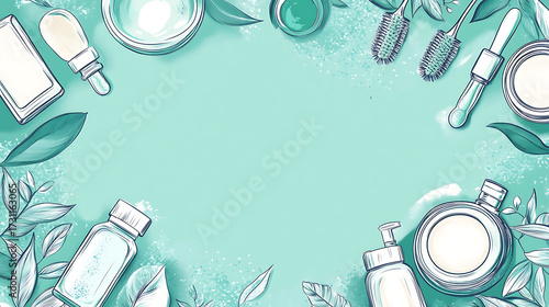 A cute cosmetic-themed background, perfect for use as a decorative backdrop or wallpaper.