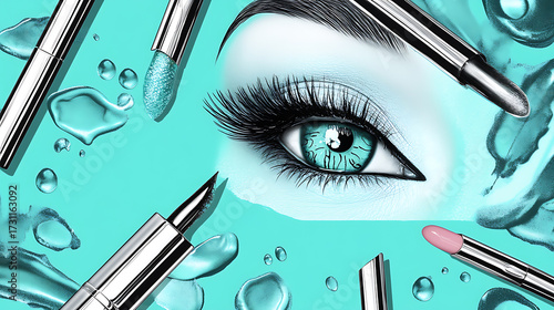 A cute cosmetic-themed background, perfect for use as a decorative backdrop or wallpaper.