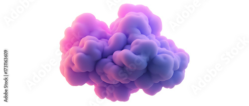 A fluffy cloud of purple and pink smoke on white backdrop