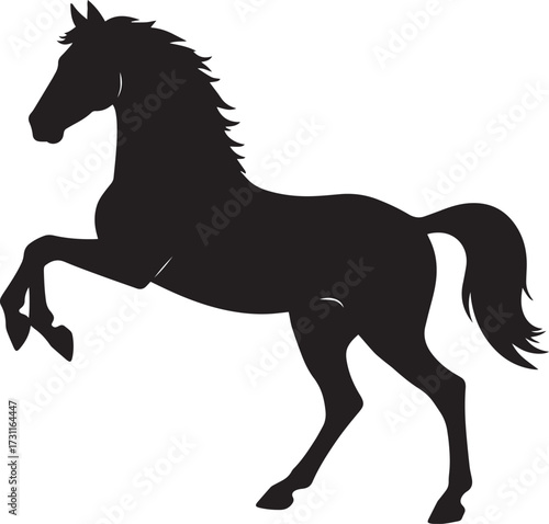  Black Running Horse Vector Illustration