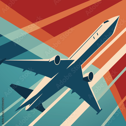 Airplane in flight with abstract background aircraft