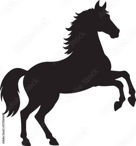  Black Running Horse Vector Illustration