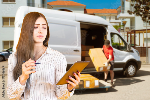 Woman manager of logistics ...