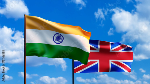 Flags Great Britain and Ind...