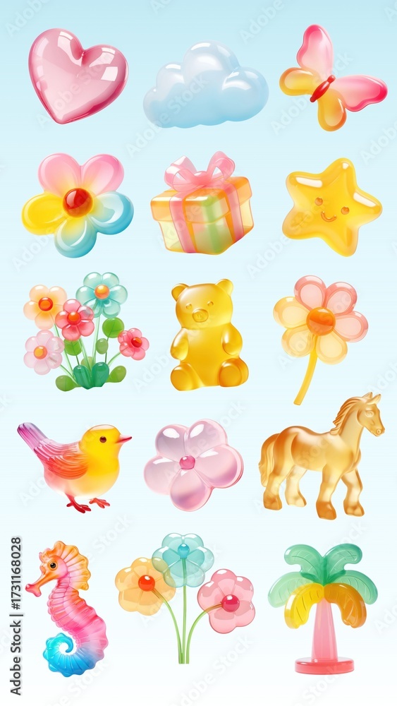 Obraz premium 3d jelly gummy shape design element set