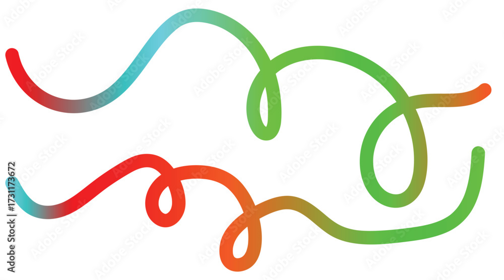 Obraz premium Abstract flowing colorful gradient lines creating playful swirling shapes on a white background