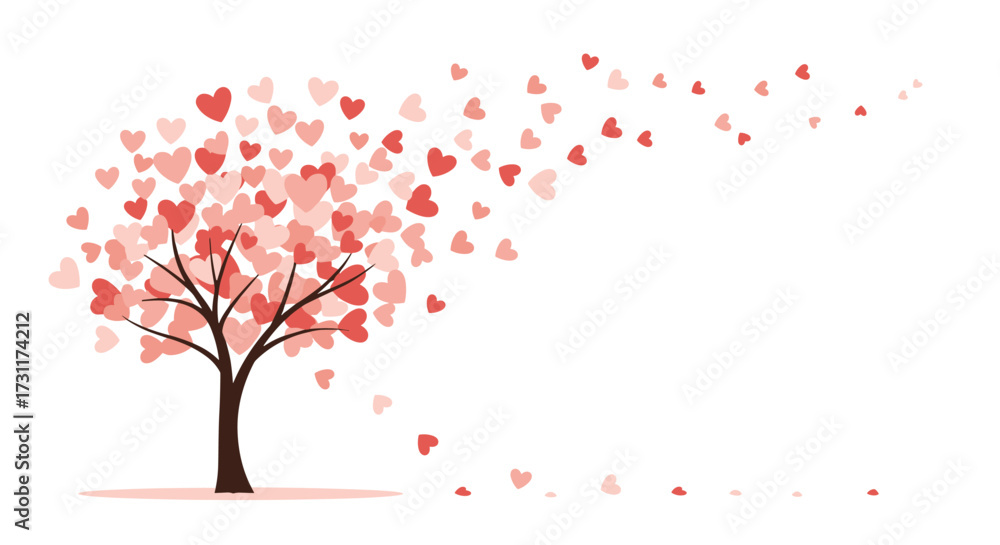 Fototapeta premium Tree of Hearts Illustration.