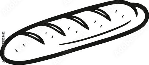 Stylish Doodle Illustration of Baguette Bread Simple