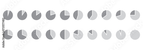 Circle pie chart diagram. Pie chart set. Colorful diagram collection with sections or steps. 1,2,3,4,56,7,8,9,10,11,12 segment infographic. Wheel round diagram part symbol. Vector illustration