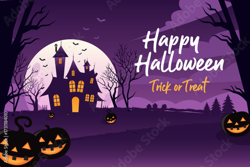 Happy Halloween celebration trick or treat vector illustration background