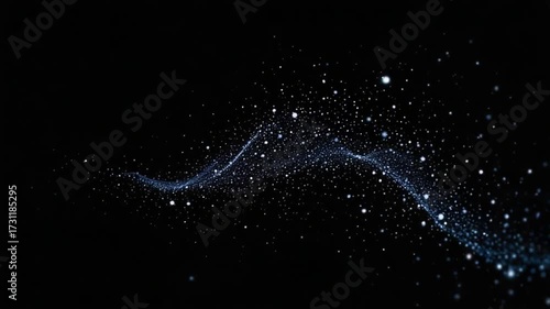 Abstract Particle Stream: Glowing Flow on Black Background