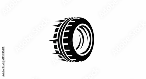 Dynamic tire tread design symbolizes speed and automotive performance, ideal for car enthusiasts and racing teams, a powerful icon for the automotive industry