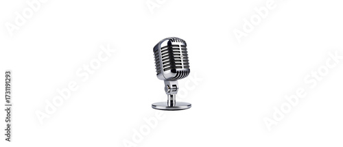 Classic chrome vintage microphone isolated on white background