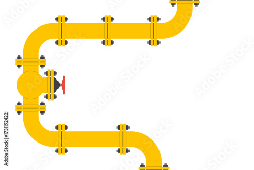 pipeline infographic, industrial background, oil water gas transportation yellow pipes, plumbing system vector illustration