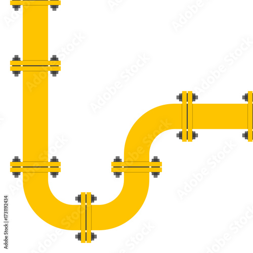 pipeline infographic, industrial background, oil water gas transportation yellow pipes, plumbing system vector illustration