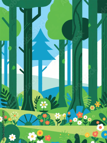Geometric Modern Natural Forest Illustrator Artwork Design Template Poster
