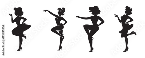 Pin Up Girl Silhouettes Vector Illustration