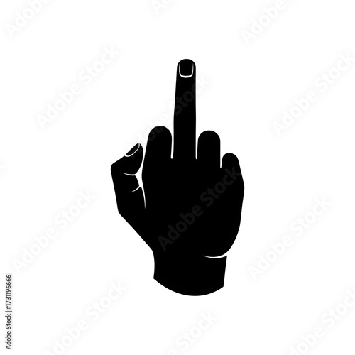 Hand Gesture Showing Middle Finger Sign in Black Silhouette