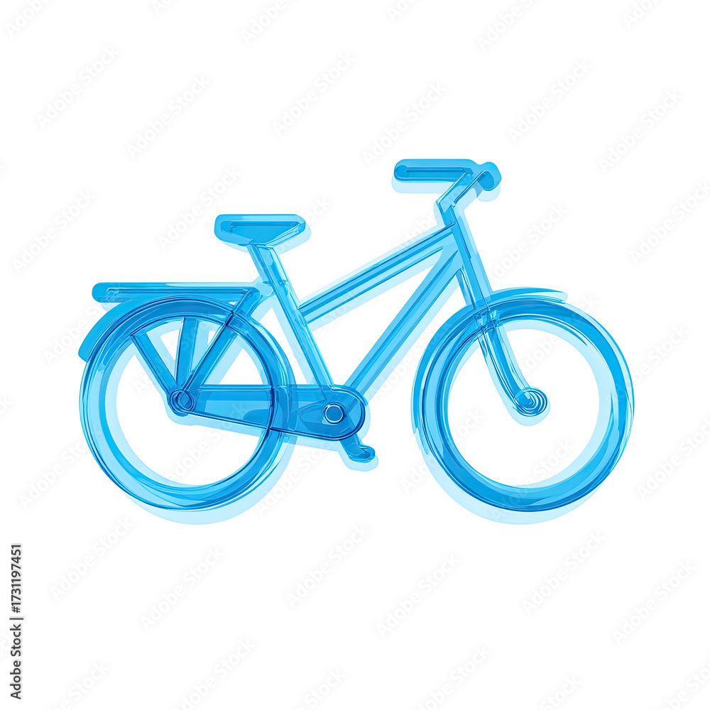 Obraz premium A translucent light-blue bicycle illustration, depicted in a side profile view, showing details like wheels, handlebars, and saddle