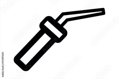 Black outline of a welding torch nozzle on a white background welding equipment tool