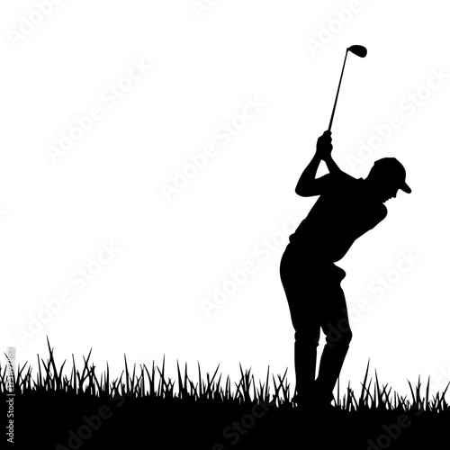 silhouette of a golf player, silhouette, golf, sunset, sport, golfer, vector, sky, woman, swing, illustration, boy, sword, sun, black, grass, people, men, fitness, green, club, playing