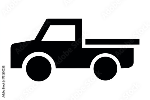 Black silhouette of a pickup truck on a white background vehicle 1