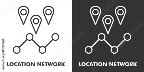 Location Network Icon Filled Outline Vector Illustration in Black and White